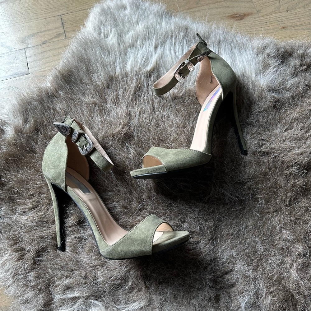 Daisy Street Heeled Sandal - Khaki Green - Western Buckle - US 10 (UK 8)